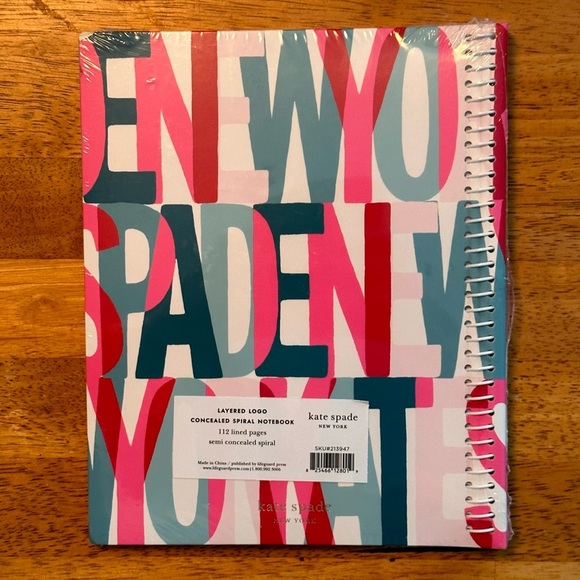 kate spade Layered Logo Design Concealed Spiral Notebook 112 Lined Pages NEW!! - Picture 2 of 5